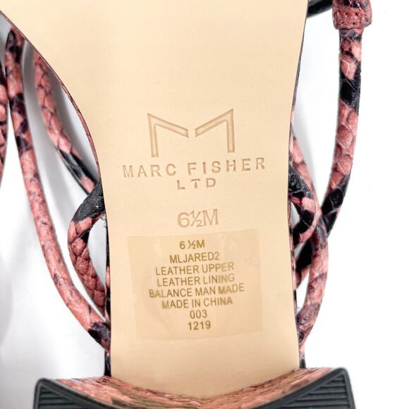 Marc Fisher Jared Sandals Pink Multi Snake Print Leather Ankle Strap Sz‎ 6.5 - Picture 10 of 11